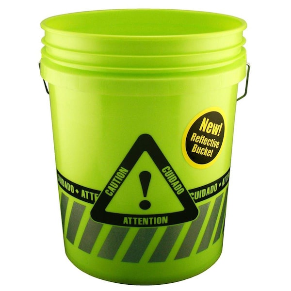 Leaktite 247409 5 gal Reflective Caution Bucket, 247409